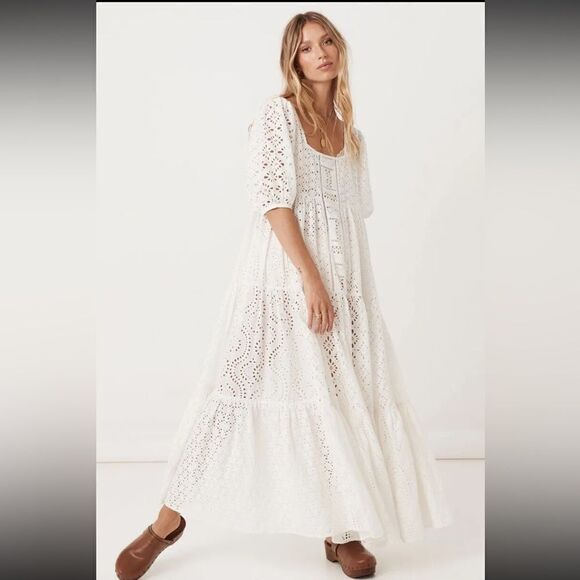 NEW Spell and the Gypsy Lottie Gown with Slip White Eyelet Lace Small - Picture 2 of 15